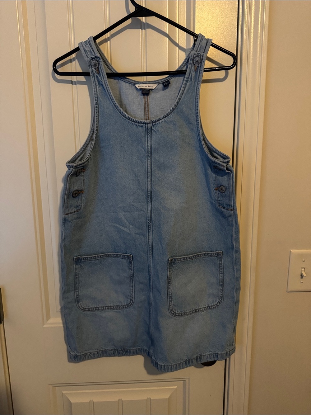 American Eagle Outfitters Light Blue Denim Pinafore Mini Dress